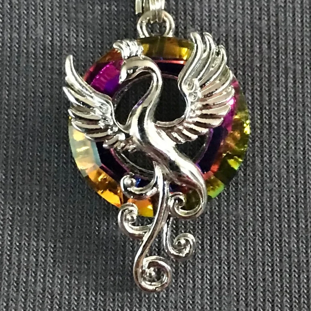 Rising Phoenix Jean Grey Silver Handmade 2-Layer Mythology Necklace Marvel Comic - Picture 4 of 15
